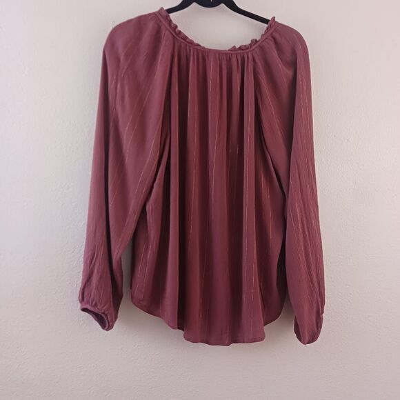 Torride Crinkle Gauze With Lurex Peasant rose brown Blouse size 1X - Picture 6 of 6